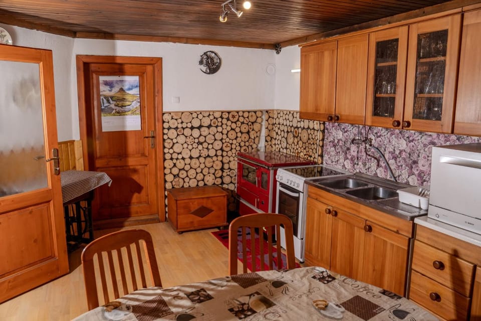Kitchen or kitchenette, dishwasher, oven, stove