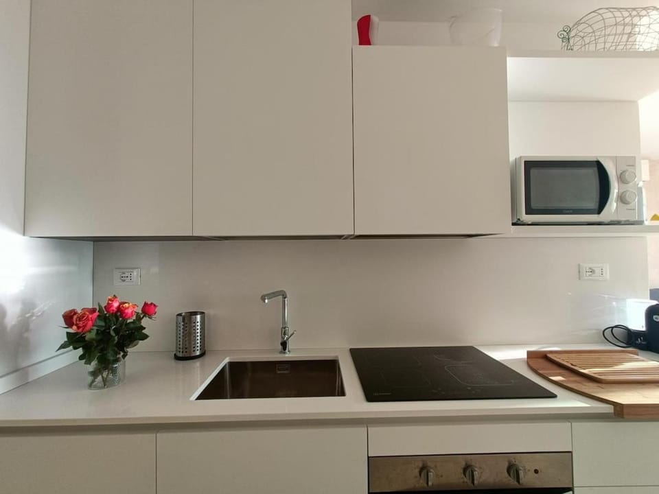 Kitchen or kitchenette, stove