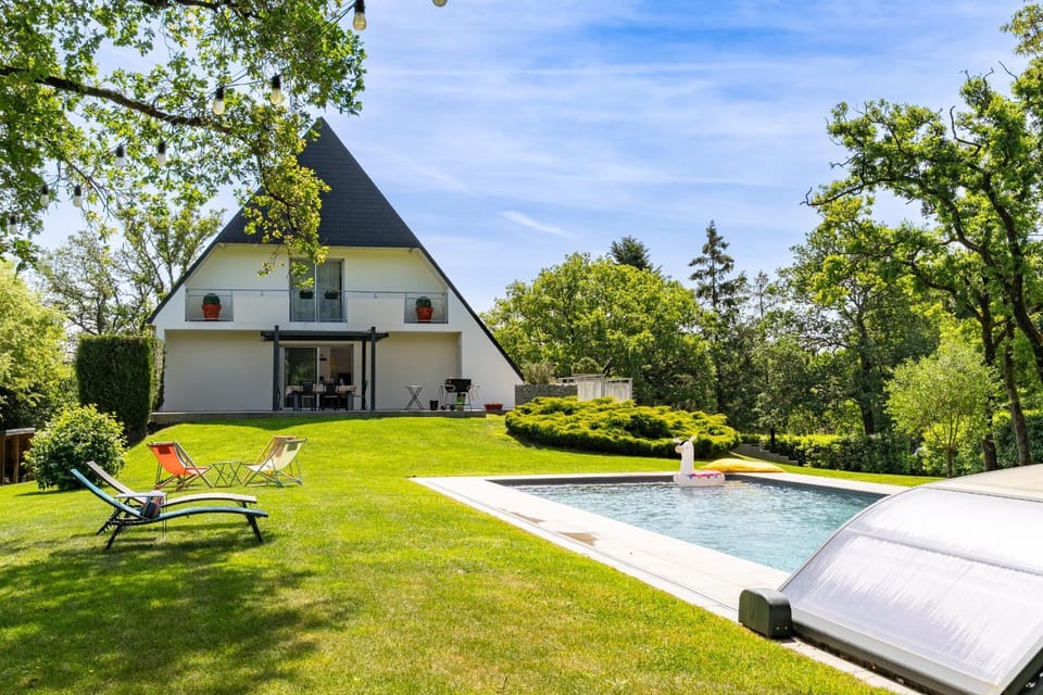Property building, Living room, Swimming pool