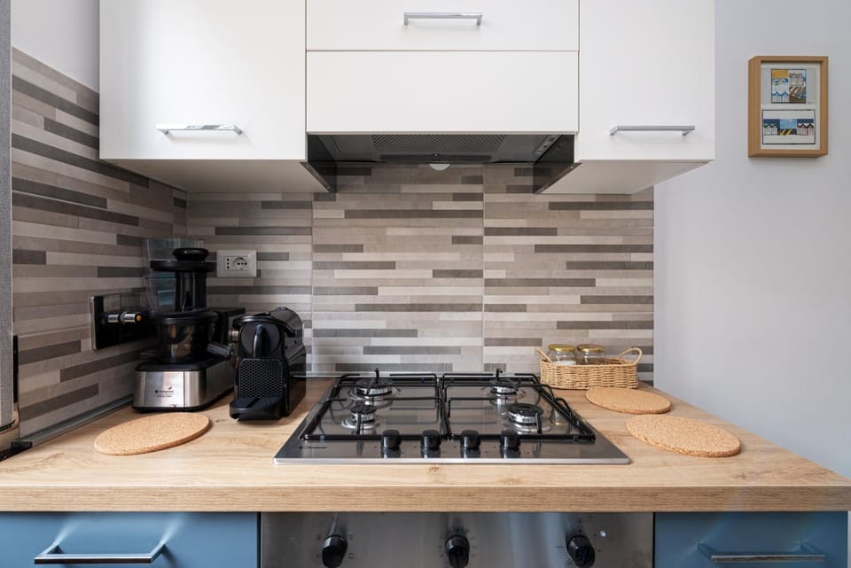 Kitchen or kitchenette, stove