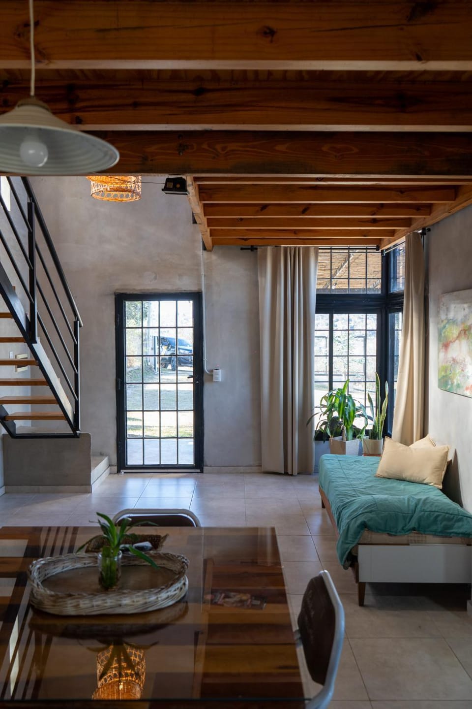 Bed, Living room, Seating area