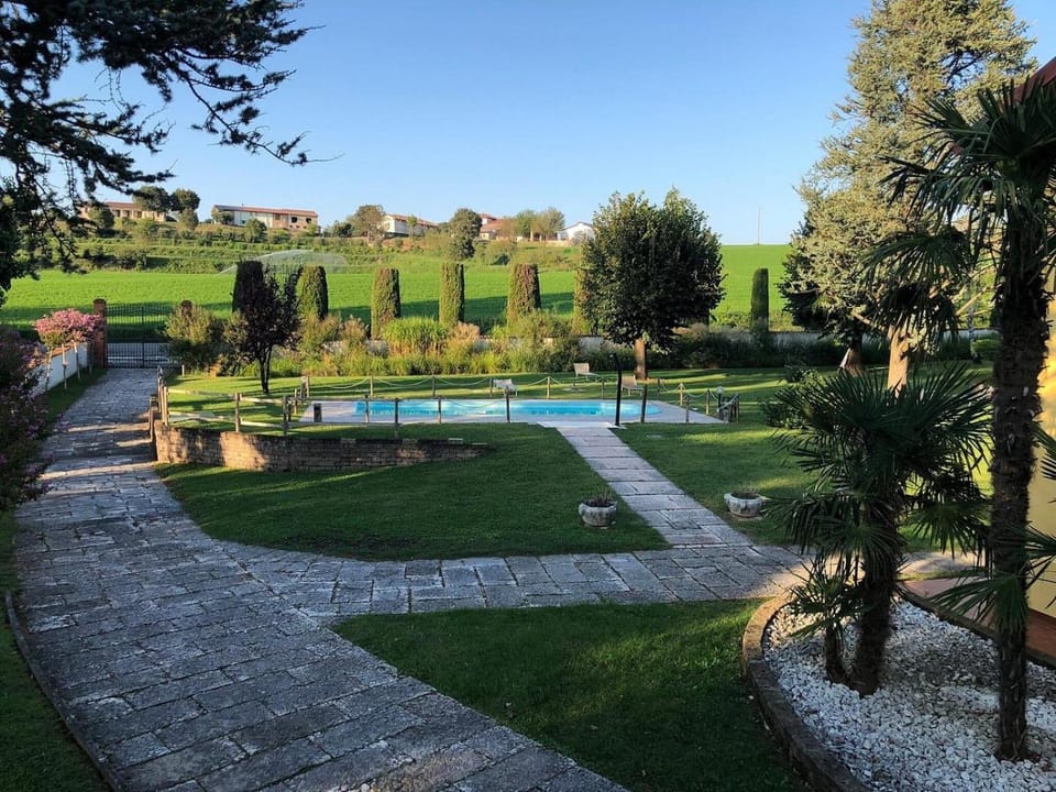 Natural landscape, Garden, Swimming pool