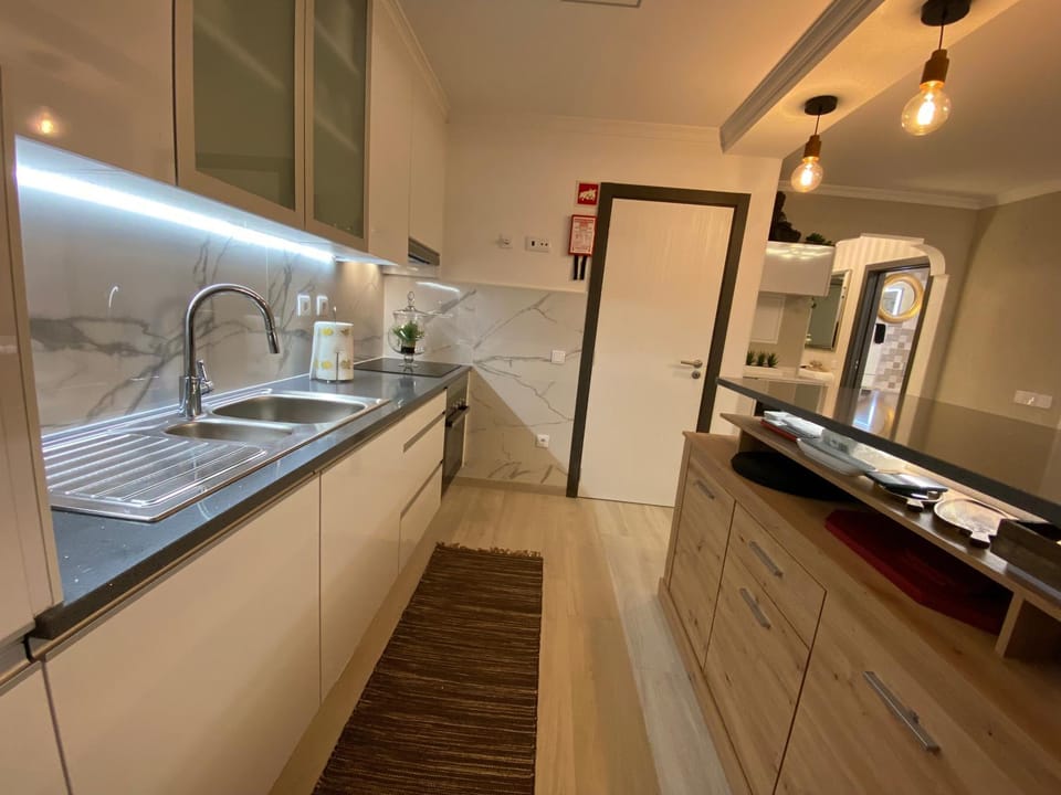 Kitchen or kitchenette, stove