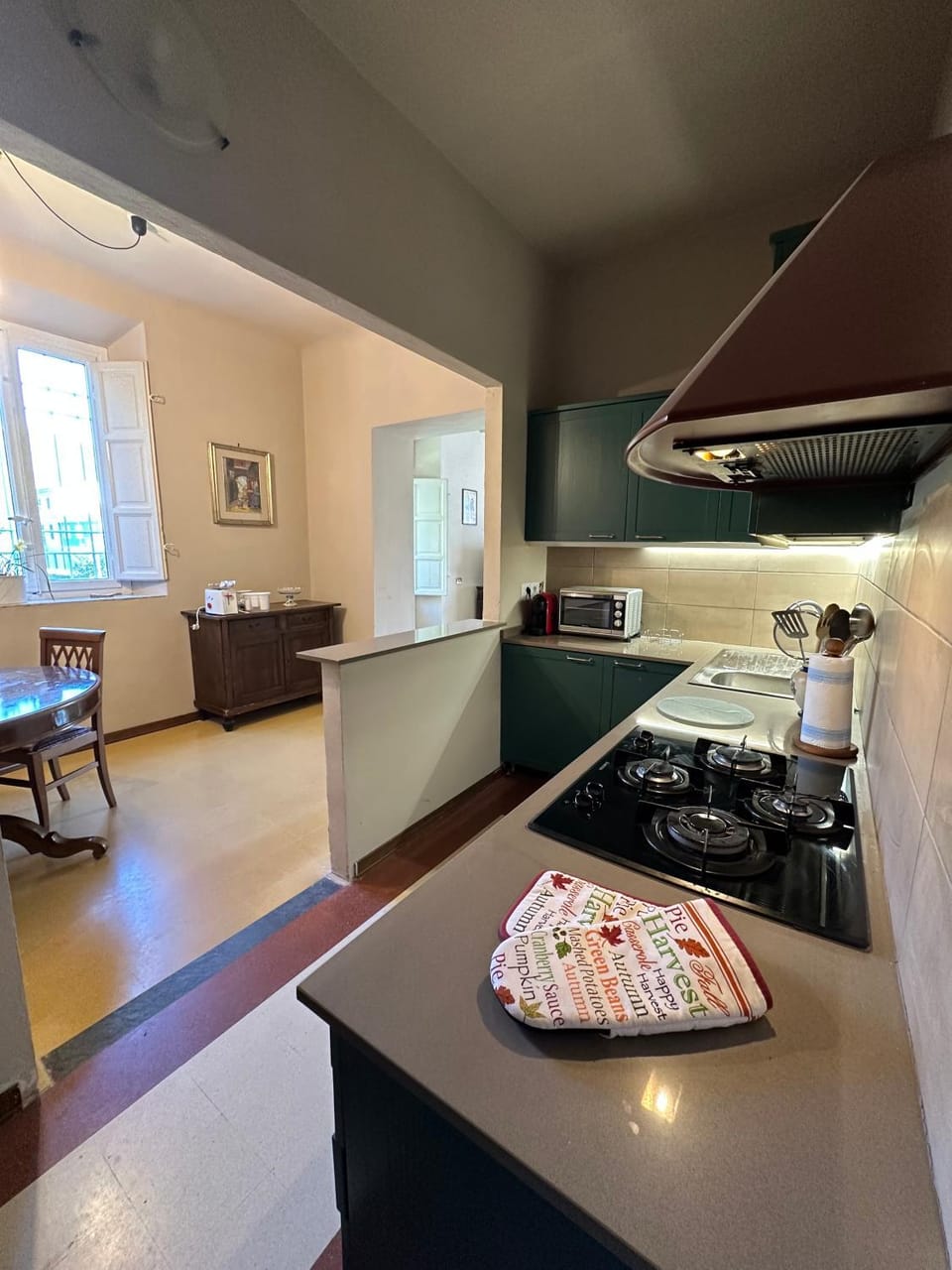 Kitchen or kitchenette, dishwasher, oven