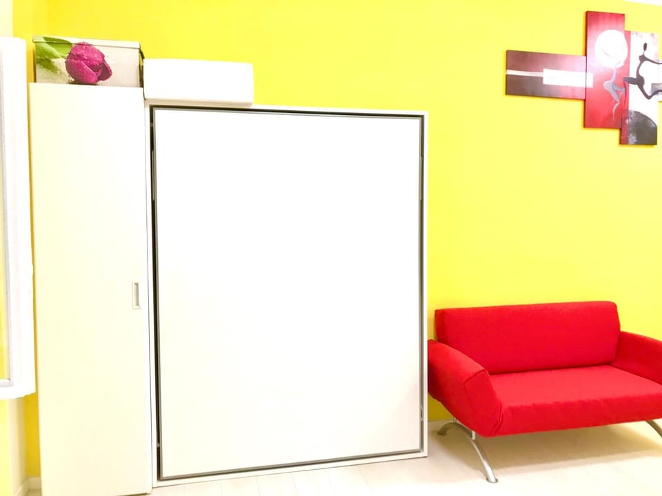 Bed, wardrobe