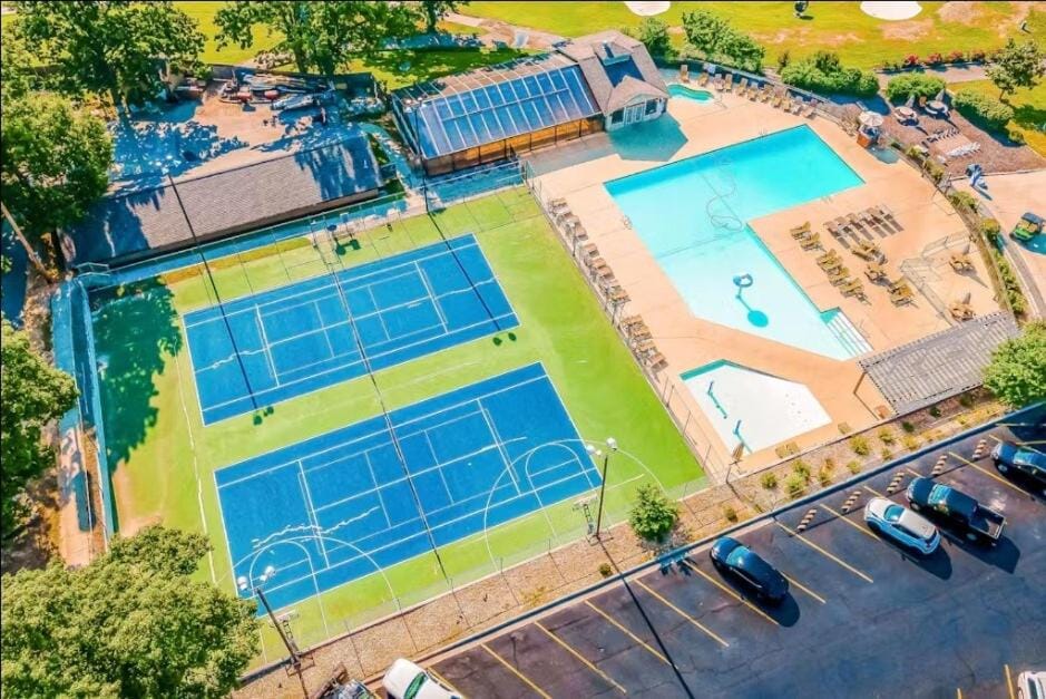 Bird's eye view, Tennis court, Pool view, Swimming pool
