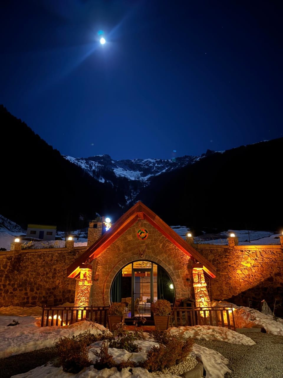 Night, Natural landscape, Winter, Mountain view