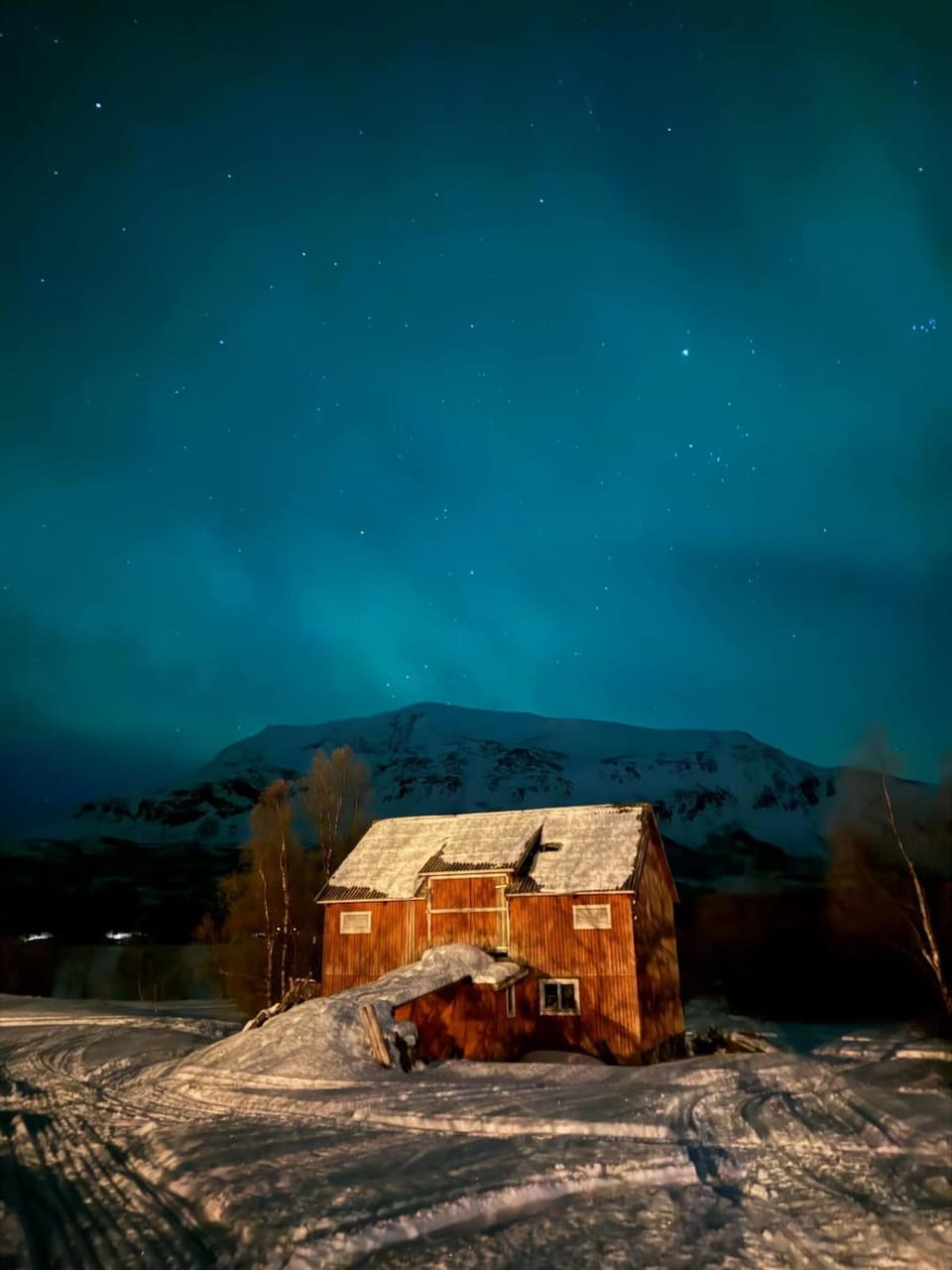 Night, Natural landscape, Winter, Mountain view