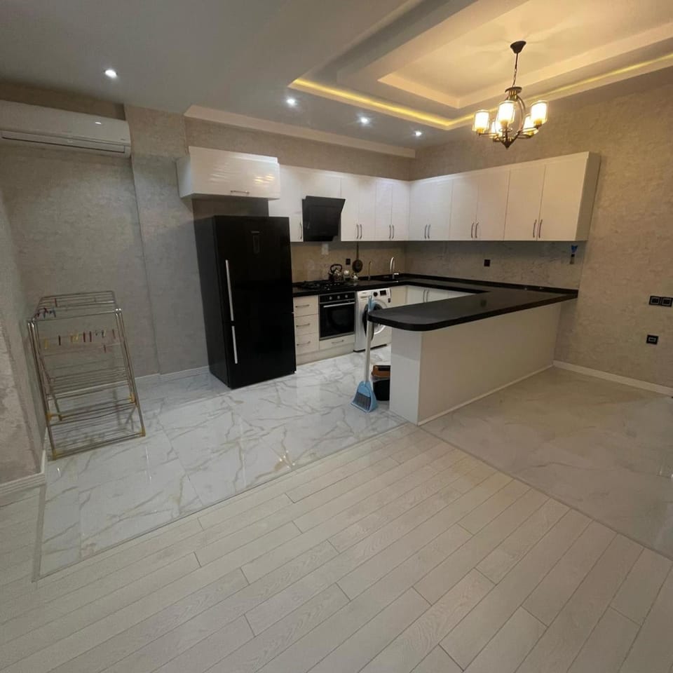 Kitchen or kitchenette, dishwasher, stove
