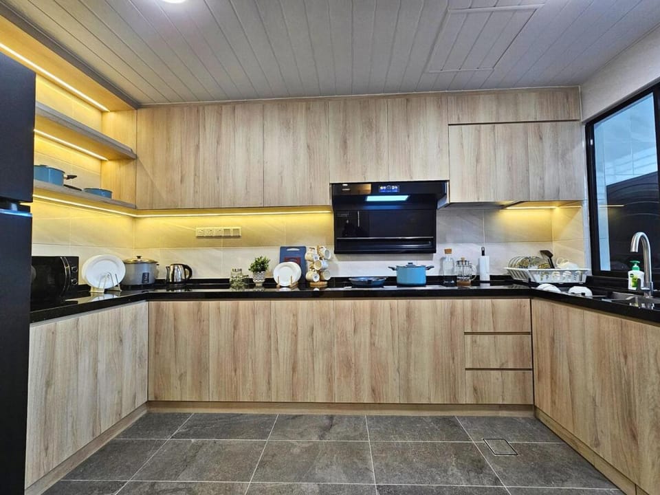 Kitchen or kitchenette, stove, toaster
