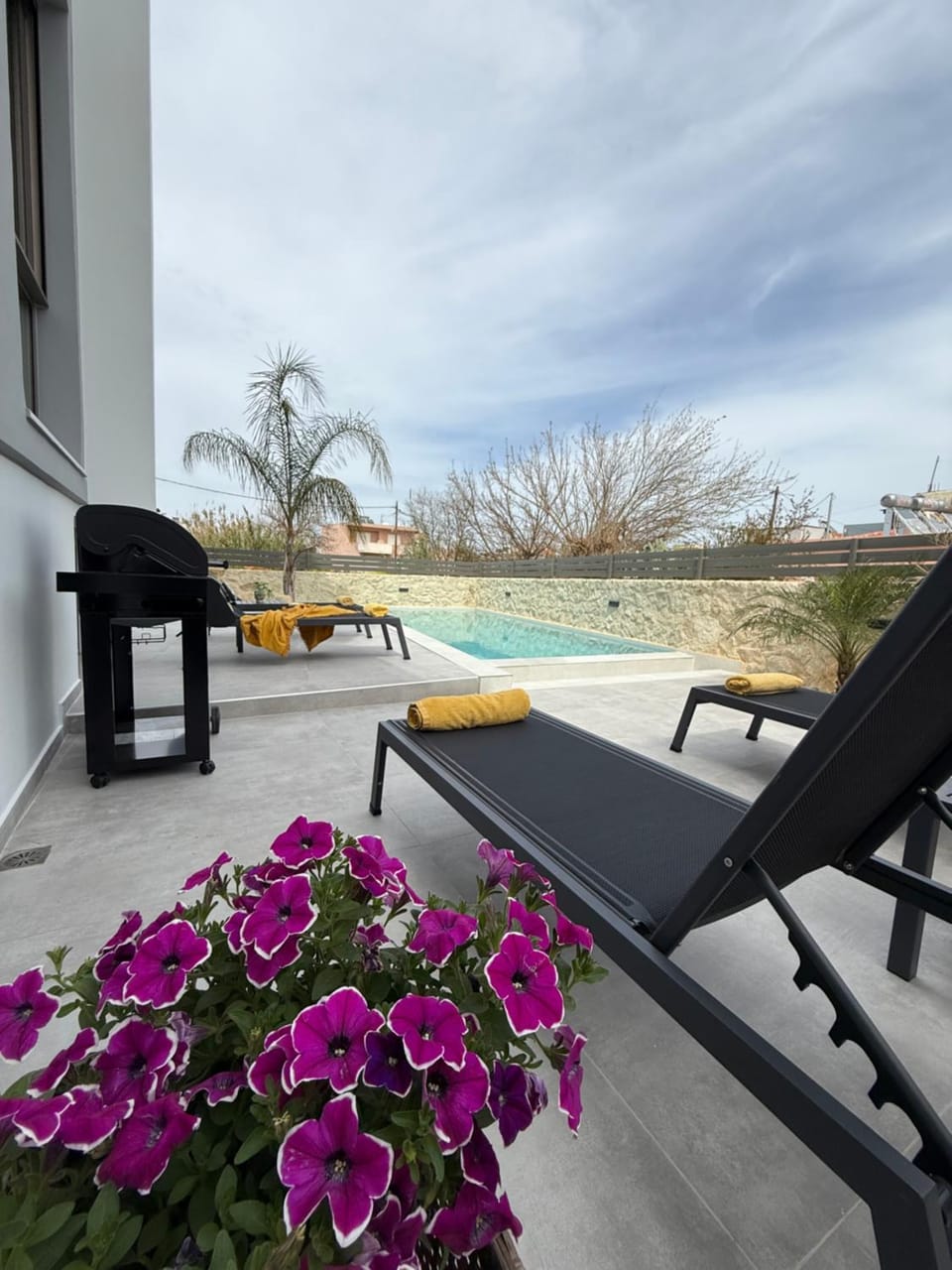 Patio, Day, BBQ facilities, Pool view, Swimming pool, sunbed