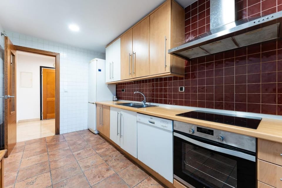 Kitchen or kitchenette, stove