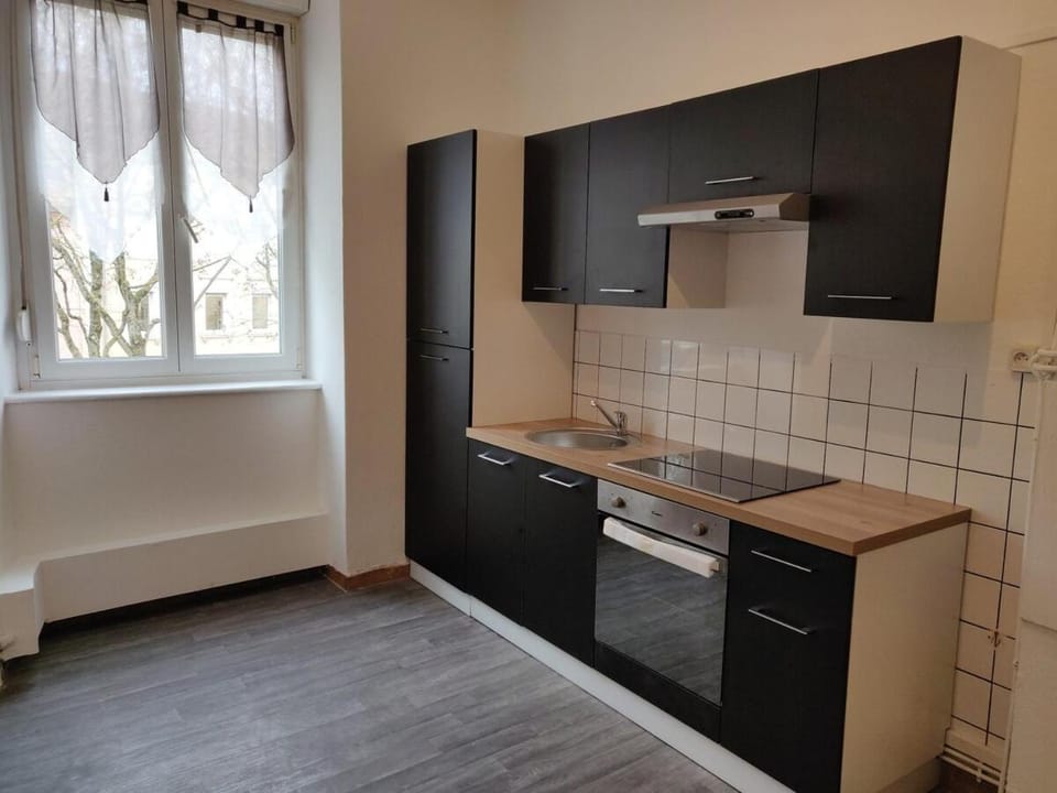 Kitchen or kitchenette, oven, stove