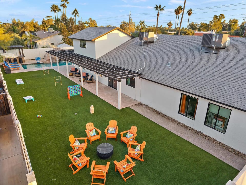 Massive Backyard Heated Pool Games Outdoor Fun House in Scottsdale