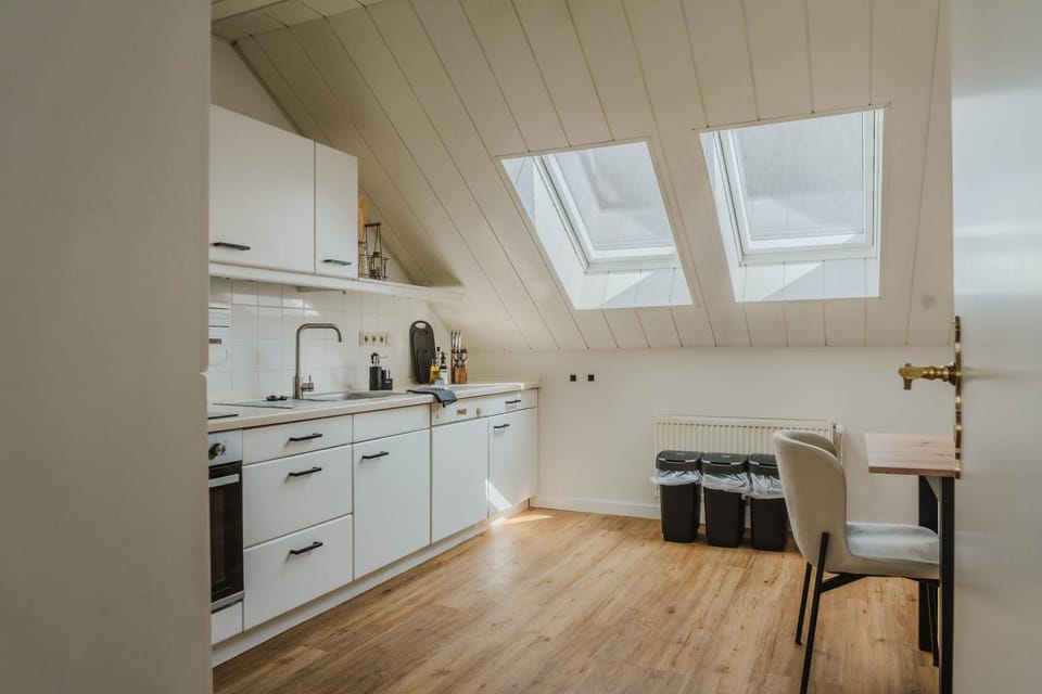 Kitchen or kitchenette, stove