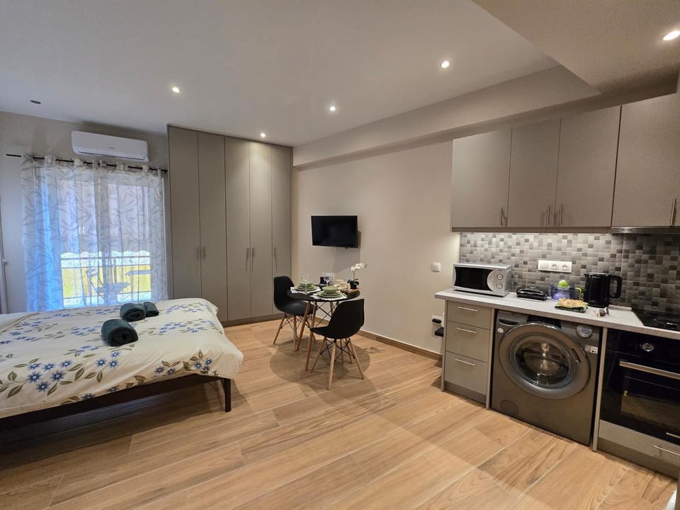 Bed, Kitchen or kitchenette, Living room, Photo of the whole room, Dining area