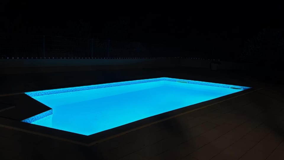 Night, Pool view, Swimming pool