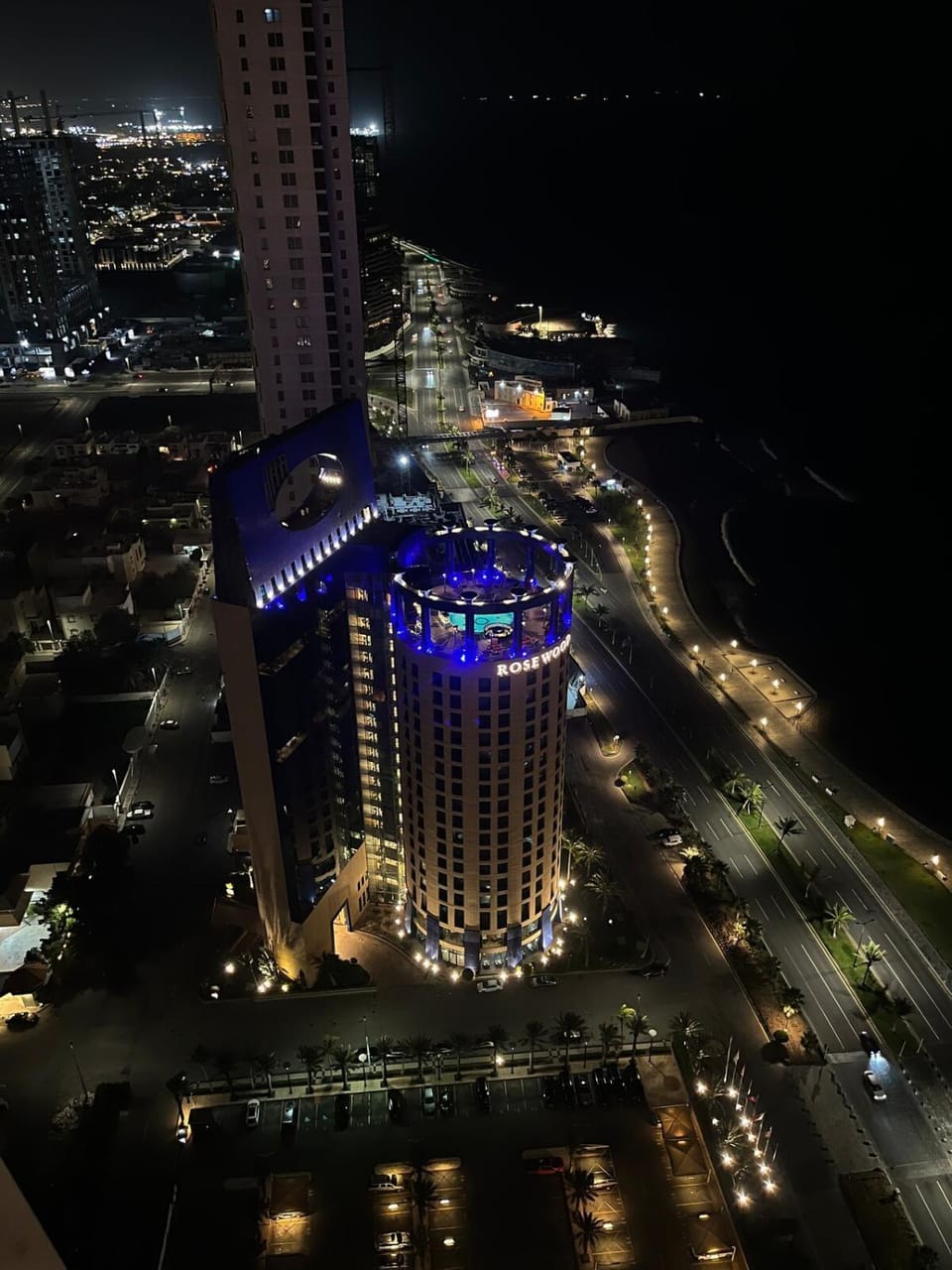 Property building, Night, Bird's eye view, City view, Location