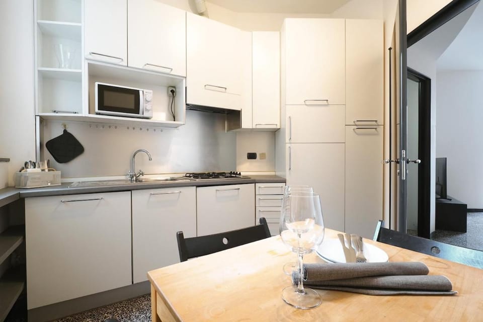 Kitchen or kitchenette, stove