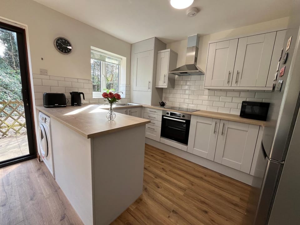 Kitchen or kitchenette, oven, stove, toaster