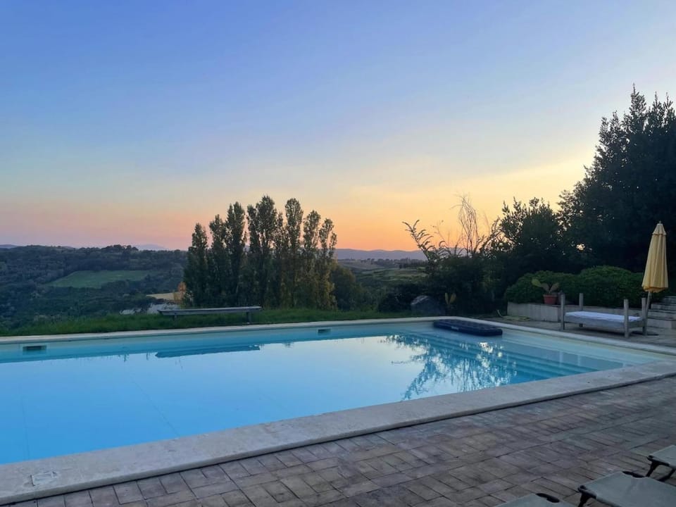 Natural landscape, Mountain view, Pool view, Swimming pool, Sunset