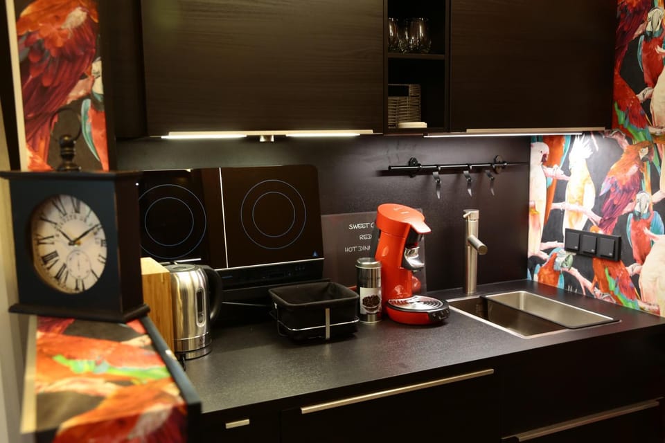 Coffee/tea facilities, Kitchen or kitchenette, stove, kitchen