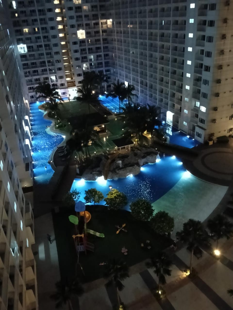 Night, Pool view, Swimming pool