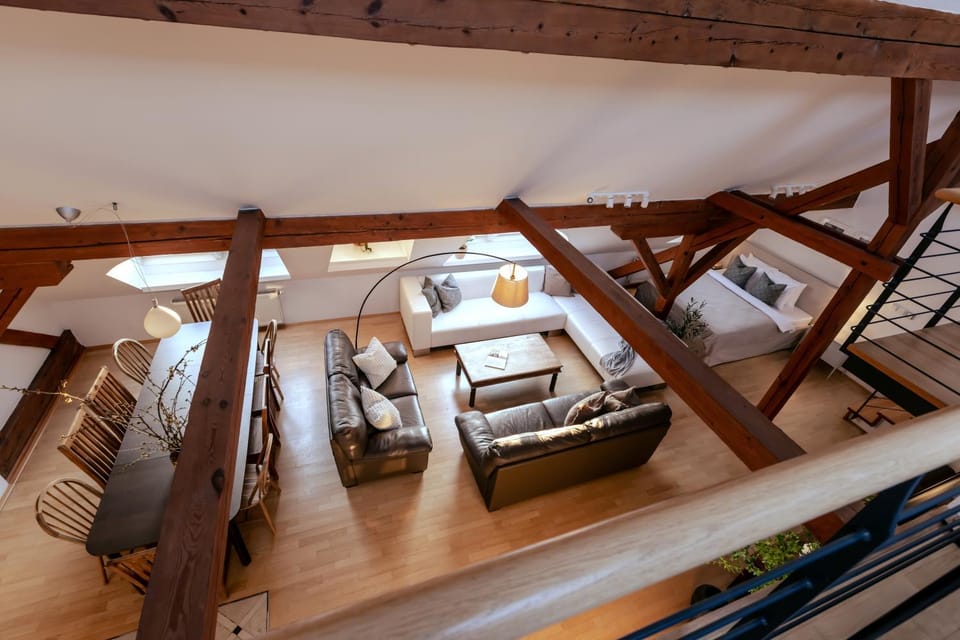 Bed, Living room, Seating area