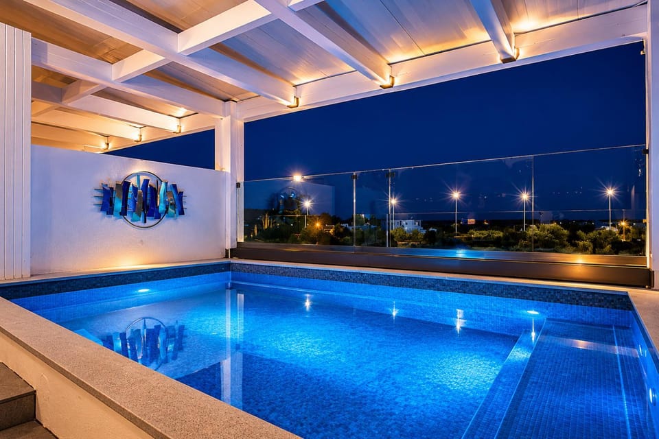 Night, Pool view, Swimming pool