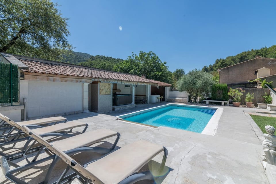 Property building, Living room, Swimming pool