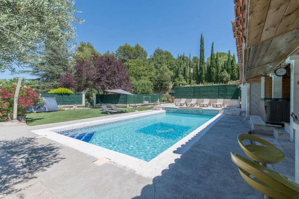 Property building, Living room, Swimming pool