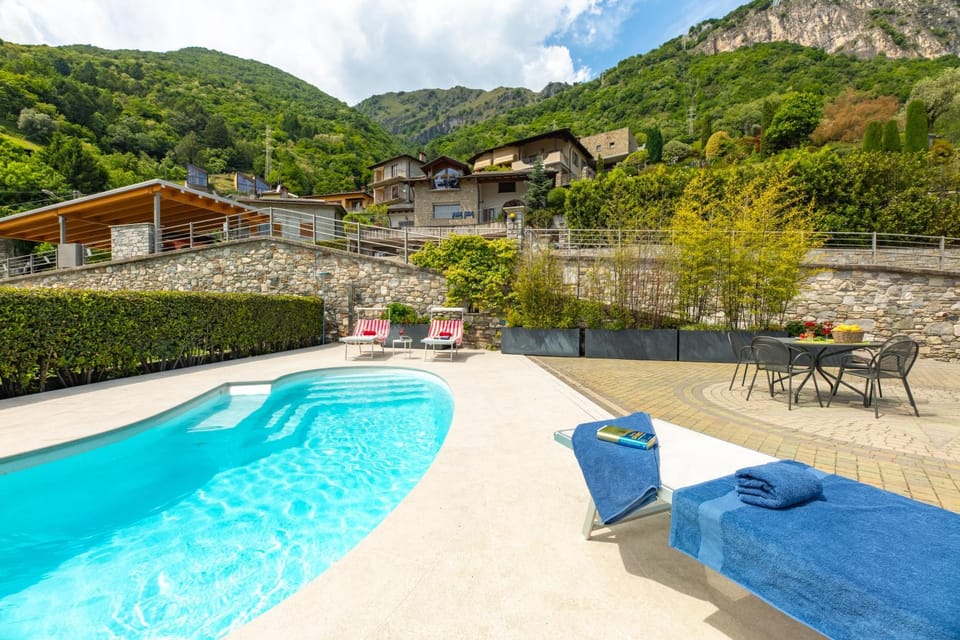 Property building, Living room, Swimming pool