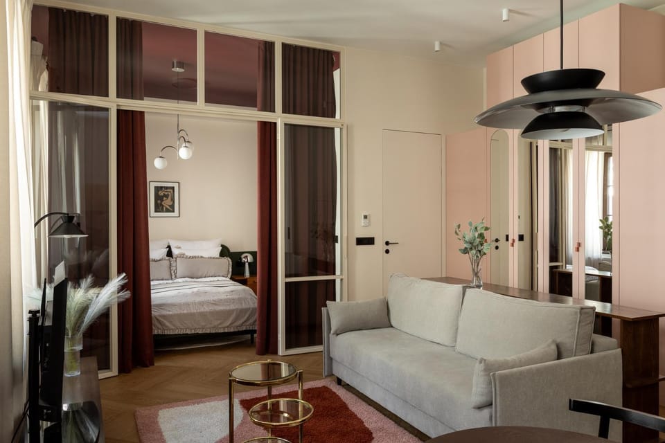 Bed, Living room, Photo of the whole room, Seating area, Bedroom, wardrobe