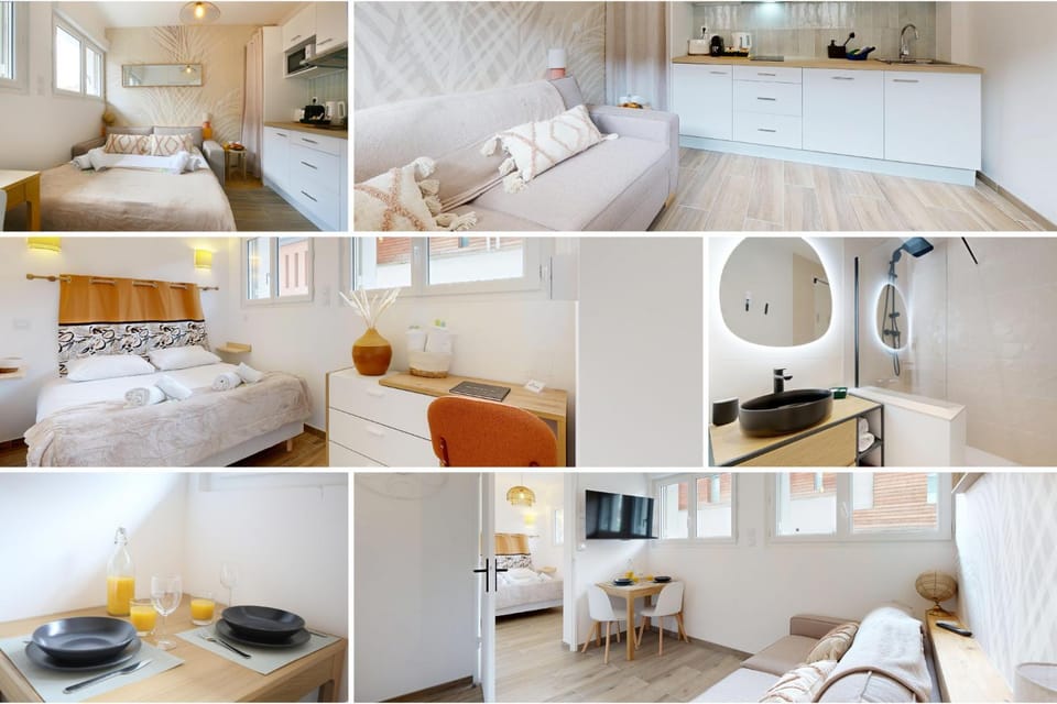 Bed, Bathroom, Kitchen or kitchenette, Living room, Photo of the whole room, Bedroom