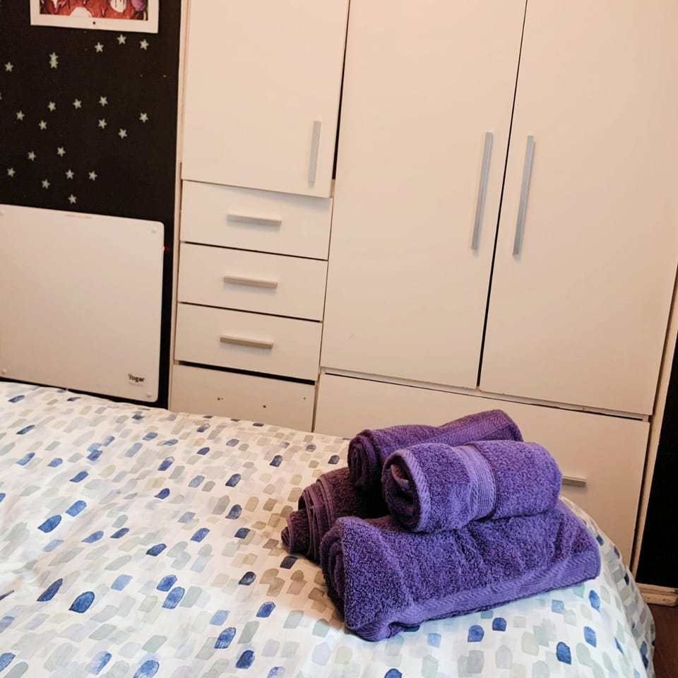 Bed, Photo of the whole room, Bedroom, towels, wardrobe