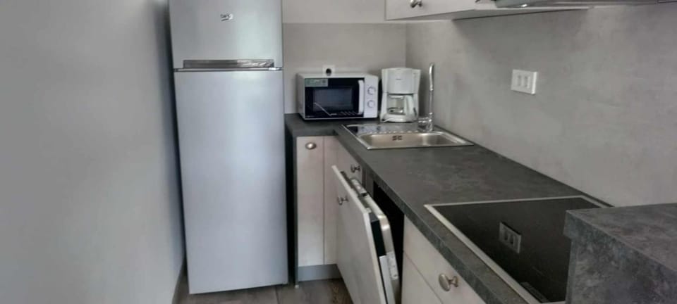 Kitchen or kitchenette, dishwasher, stove