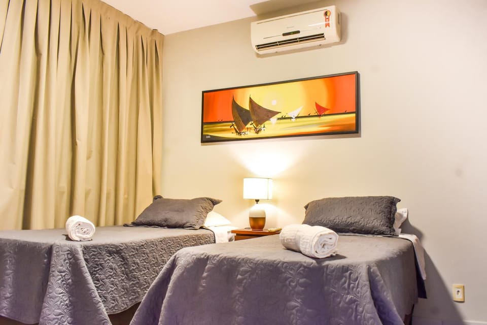 Bed, Photo of the whole room, Bedroom, towels, air conditioner