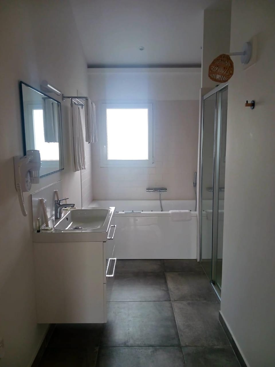 Shower, Bathroom, Bath, hair dryier, towels