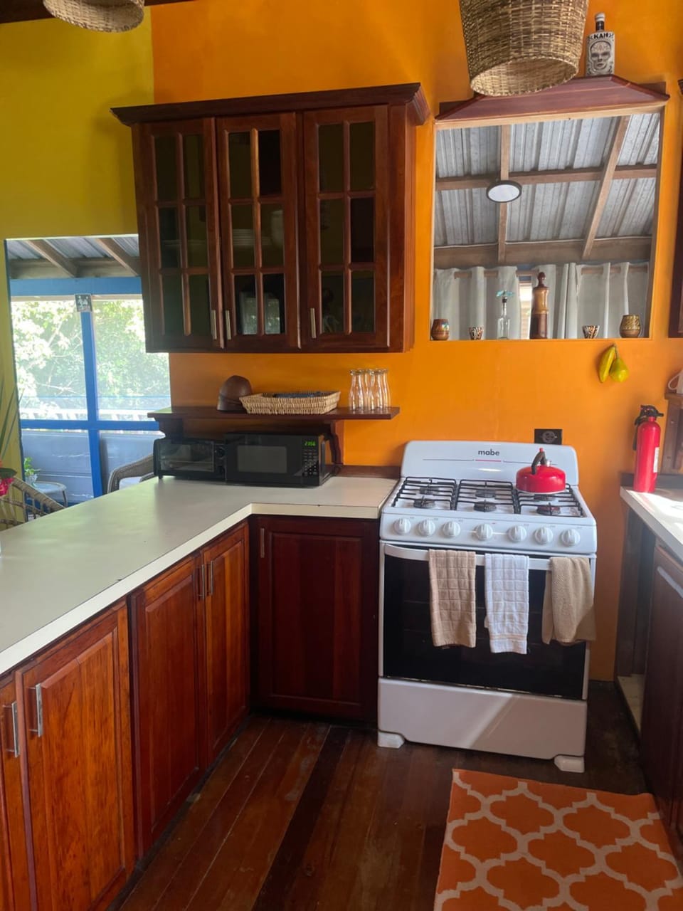 Kitchen or kitchenette, stove