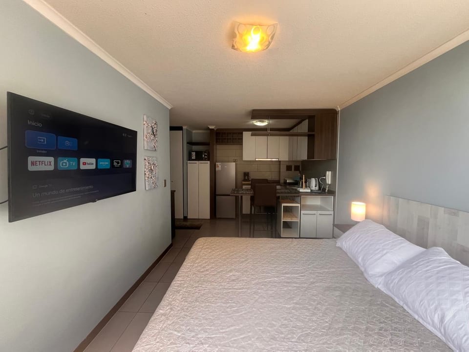 Bed, TV and multimedia, Kitchen or kitchenette, Bedroom
