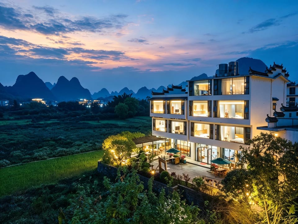 Property building, Night, Natural landscape, Mountain view