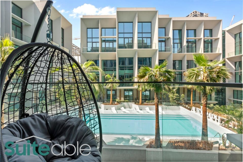 Aesthetic Studio with Stunning Pool View in JVC Apartment in Dubai