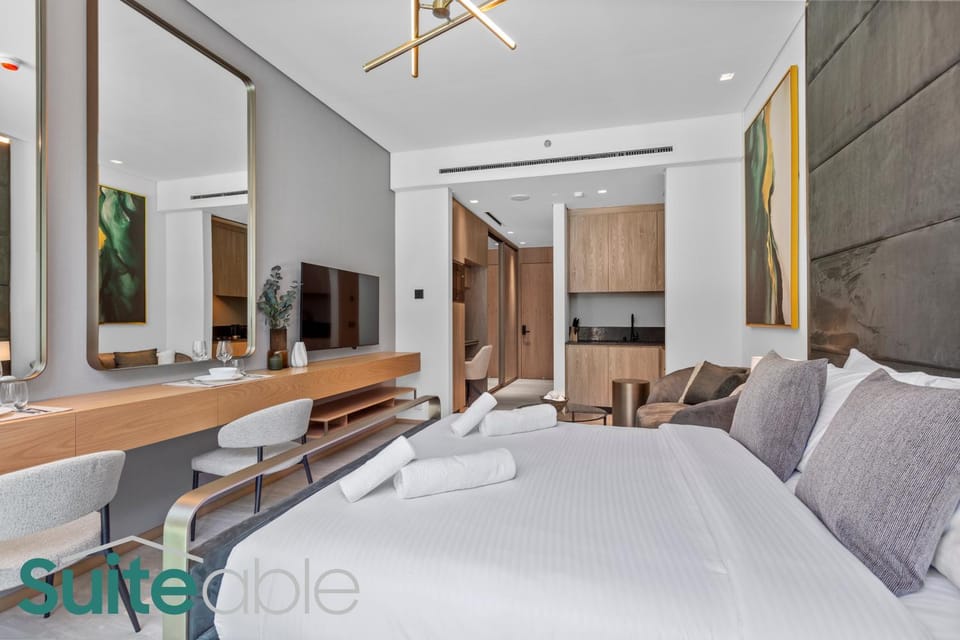 Aesthetic Studio with Stunning Pool View in JVC Apartment in Dubai