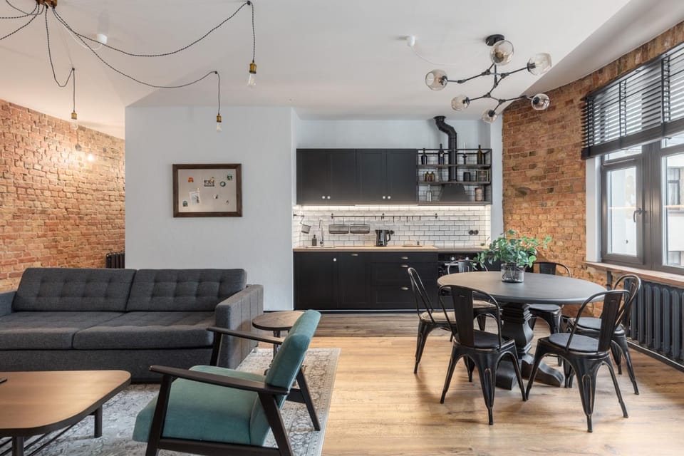 Kitchen or kitchenette, Living room, Dining area