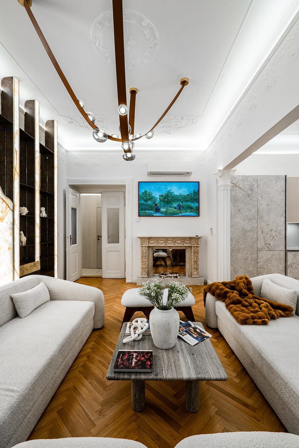 Living room, fireplace