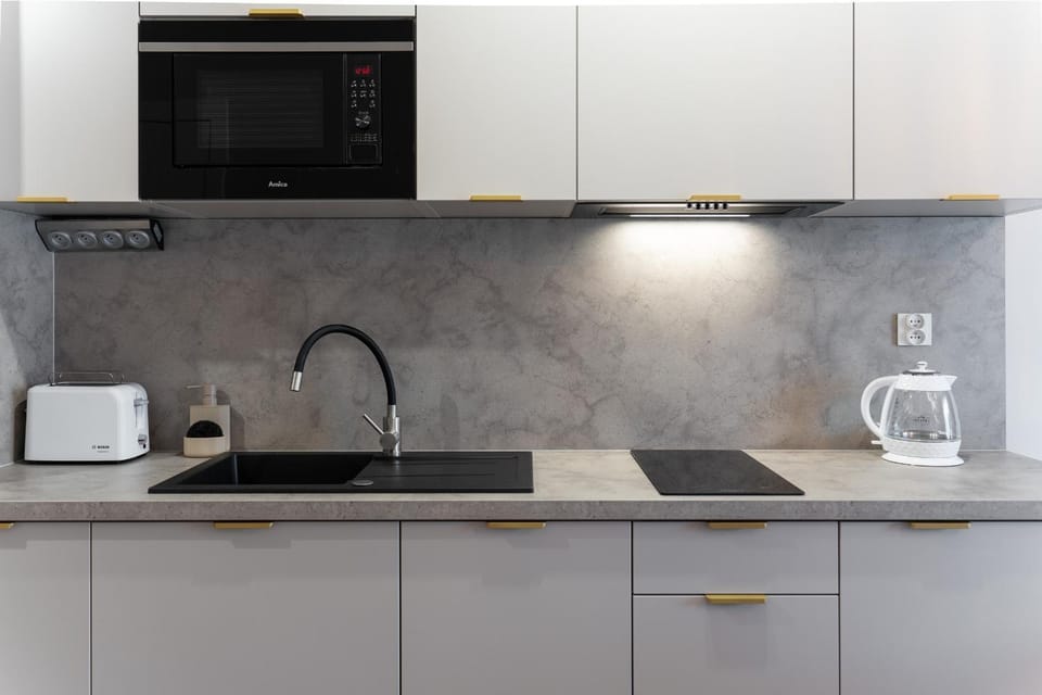 Kitchen or kitchenette, toaster