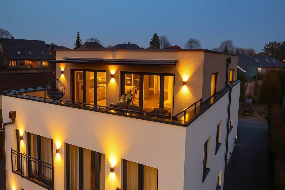 Property building, Night, Balcony/Terrace