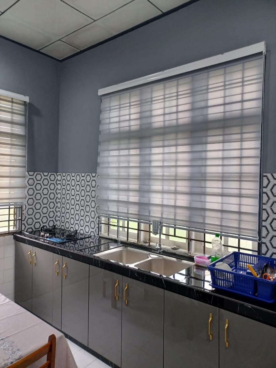 Kitchen or kitchenette, stove