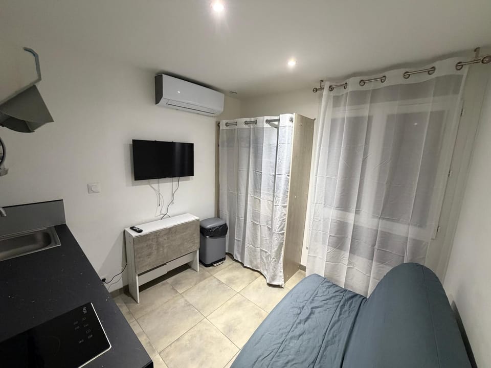 Bed, TV and multimedia, Living room, Photo of the whole room, Bedroom, air conditioner