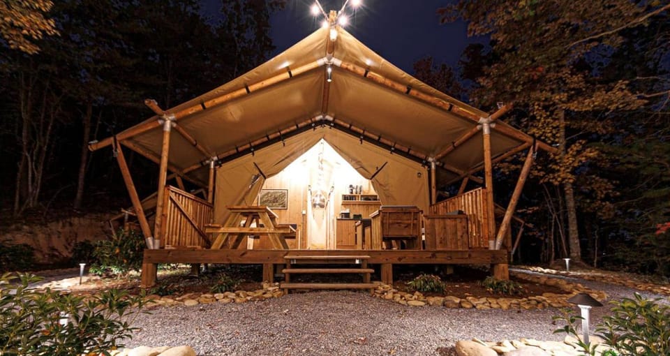 Incredible Rustic Tented Cabin with Fire Pit in Gatlinburg, Tennessee Cabin in Gatlinburg